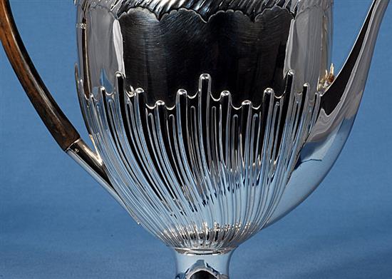 A Victorian demi fluted silver pedestal coffee pot,